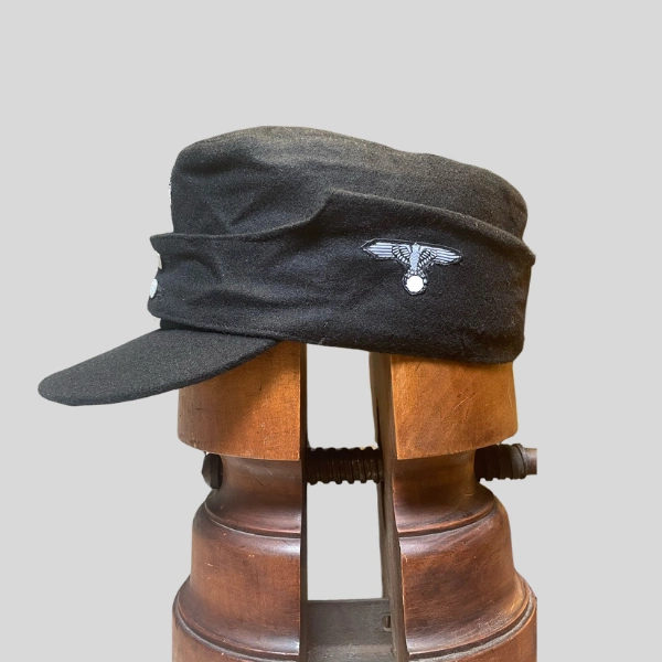 Casquette Panzer Élite 2 boutons Noire en Laine - Repro Premium