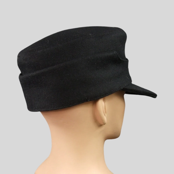 Casquette Panzer Élite 2 boutons Noire en Laine - Repro Premium