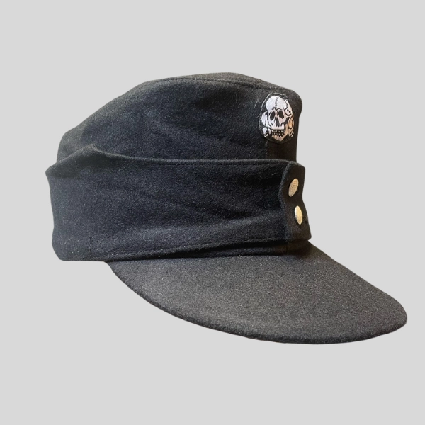 Casquette Panzer Élite 2 boutons Noire en Laine - Repro Premium