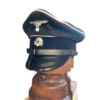 Visor Cap Officier Waffen SS - Casquette Allemande WW2 avec Jugulaire en Cuir